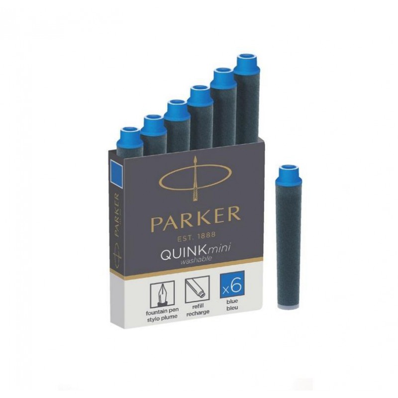 Fountain Pen Ink Refill Cartridges PARKER QUINK Mini , blue (6 psc)