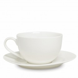 Mug with plate OLIVIA 250 ml, white