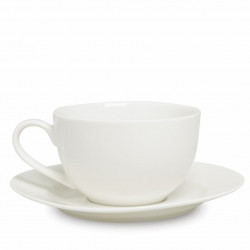 Cup with plate OLIVIA 250 ml, white