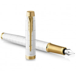 Fountain pen PARKER IM PREMIUM PEARL GT, silver (pearl) color with gold-colored details