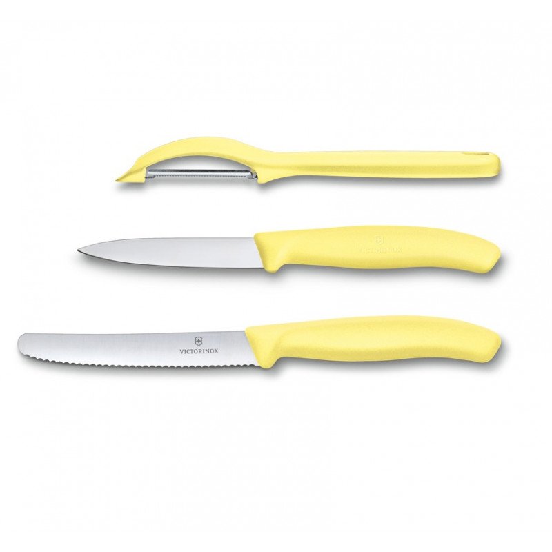 Knife set VICTORINOX PARING 2pcs with razor, yellow