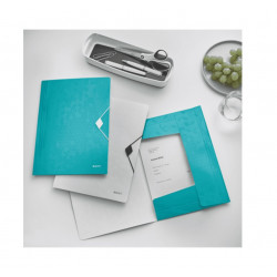 Folder for documents with 3 flaps Leitz WOW turquoise color