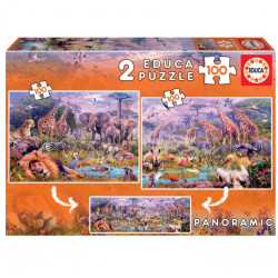 Puzzle EDUCA Wild animals, 2x100 pieces 6-8 years