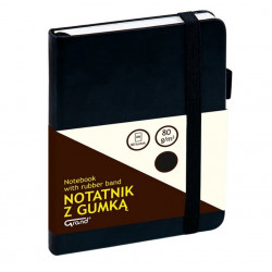 Notebook with elastic band GRAND A6, 80 sheets, squared, black