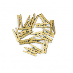 Wooden clips for decoration 25mm gold color