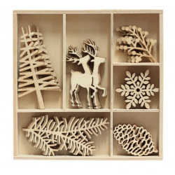 Wooden decorations for Christmas, in various shapes