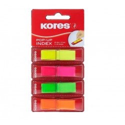 Plastic index tabs KORES 12x45 mm, 4 colors x 40 sheets