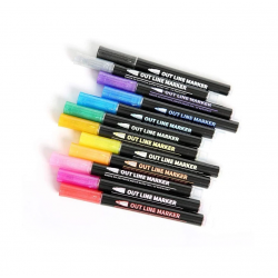 Kontūrinių markerių-flomasterių rinkinys 12 spalvų