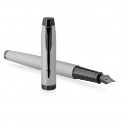 Fountain pen PARKER IM ACHROMATIC GRAY BT, matte gray color with black-colored details