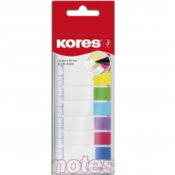 Plastic index tabs KORES 12x45 mm, 8 colors x 15 sheets