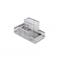 Metal mesh desk organizer COMBO silver, 4 sections 91311