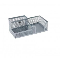 Metal mesh desk organizer COMBO silver, 3 sections