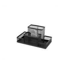 Metal mesh desk organizer COMBO black, 4 sections 91310