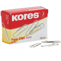 Paper clips 25mm KORES, 100 pcs.