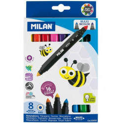 Felt-tip pens MILAN Maxi Bicolor, 8pcs / 16colors