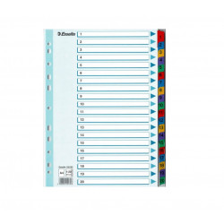 Separation sheets for binders A4 1-20 ESSELTE, colored