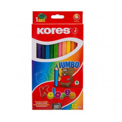 Colored pencils with sharpener JUMBO KORES 12 colors