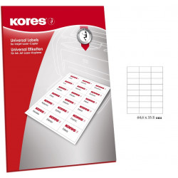 Adhesive labels KORES A4 64,6x33,8mm. 24 stickers, 100 sheets.