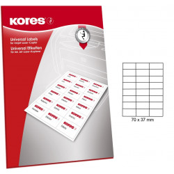 Adhesive labels KORES A4 70x37mm. 24 stickers, 25 sheets.