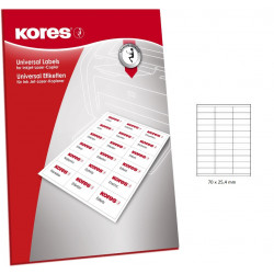Adhesive labels KORES A4 70x25,4mm. 33 stickers for 100 sheets