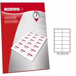 Adhesive labels KORES A4 97x42,3mm. 12 stickers, 25 sheets