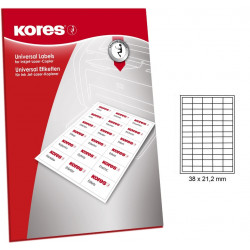 Adhesive labels KORES A4 38x21,2mm. 65 stickers 25 sheets.