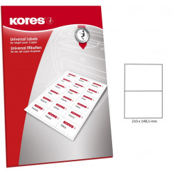 Adhesive labels KORES A4 210x148,5mm. 2 stickers. 100 sheets