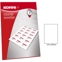 Adhesive labels KORES A4 210x297mm. 1 sticker, 25 sheets