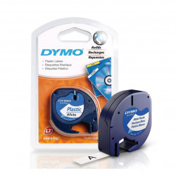 Tape DYMO LetraTag 12mmx4m, plastic white, black letters