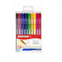Rašiklių rinkinys KORES K-LINER 0,4mm 10 spalvų