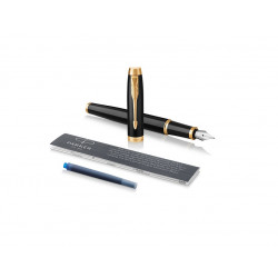 Fountain pen PARKER IM MUTED BLACK GT, black color with gold-colored details
