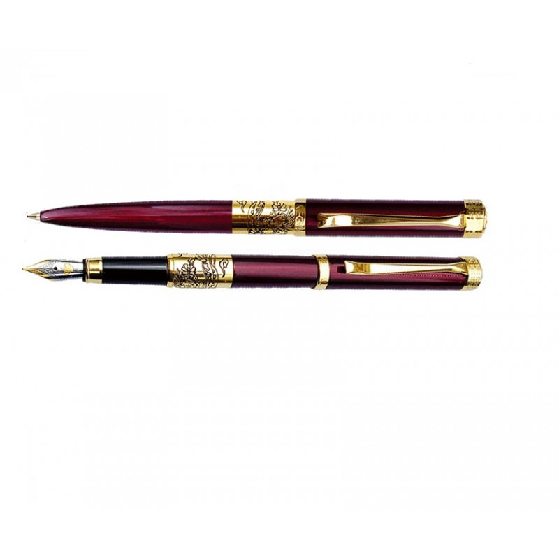 Pen set in box REGAL burgundy with gold details