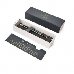 Ballpoint pen PARKER IM MUTED BLACK GT, black color with gold-colored details