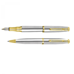 Pen set in box REGAL silver with gold details