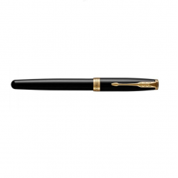Fountain pen PARKER SONNET BLACK LACQUER GT M, glossy black color with gold-colored details
