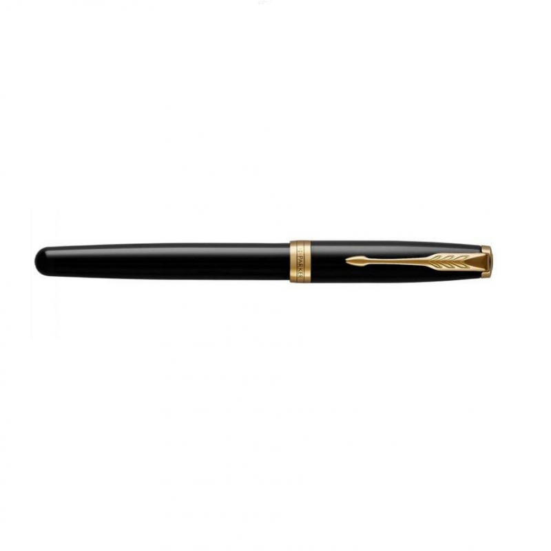 Fountain pen PARKER SONNET BLACK LACQUER GT M, black in gold finish