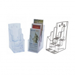 Booklet stand K-180 A6 3 compartments transparent