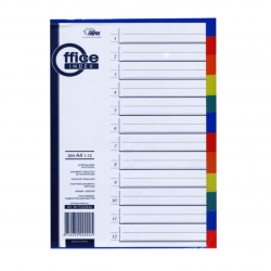 Separation sheets for binders A4 12 colors FORPUS, plastic