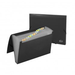 Folder with rubber documents FOROFIS, 12 compartments, black