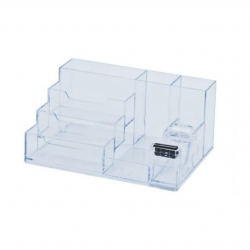 Desk organizer 7 sections with tape dispenser K-079 transparent