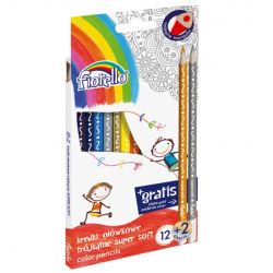 Colored pencils FIORELLO 12 colors plus 2 colors gold, silver