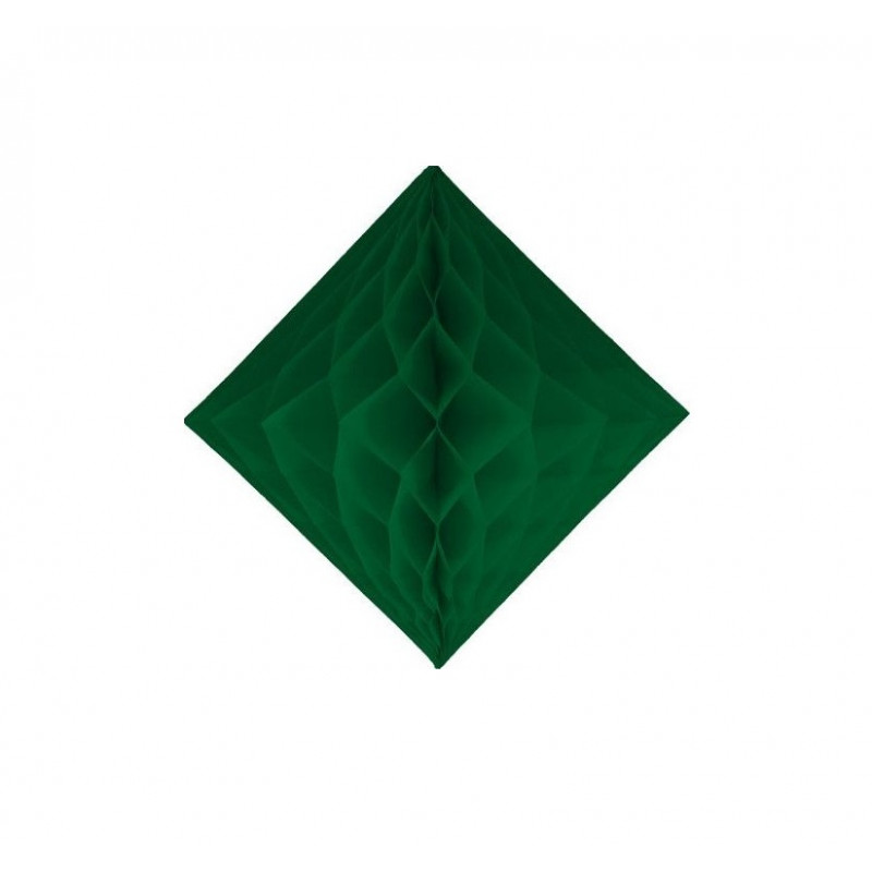 Popierinė dekoracija deimantas 10cm, tamsiai žalios spalvos