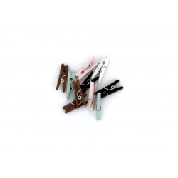 Wooden clips for decoration in different colors 25x7mm