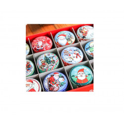 Gift box Christmas metal round, various motifs