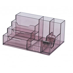 Desk organizer 7 sections with tape dispenser K-079 smoky
