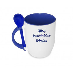 Mug with spoon 300 ml white/blue sublimation
