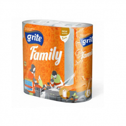 Paper towel rolls GRITE FAMILY, 2 pcs., 15.3m each