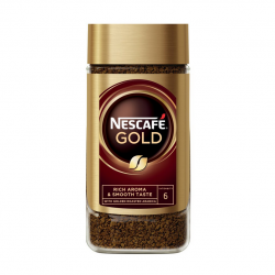 Instant coffee in a Nescafe GOLD 100g glass jar