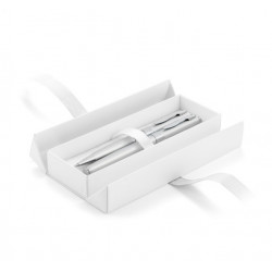 Box for pen E26 white with silver ribbon