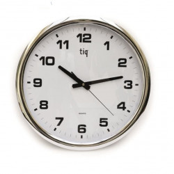 Sieninis laikrodis 851A sk.40cm, sidabro spalvos, tyli eiga, slenkanti sekundinė rodyklė